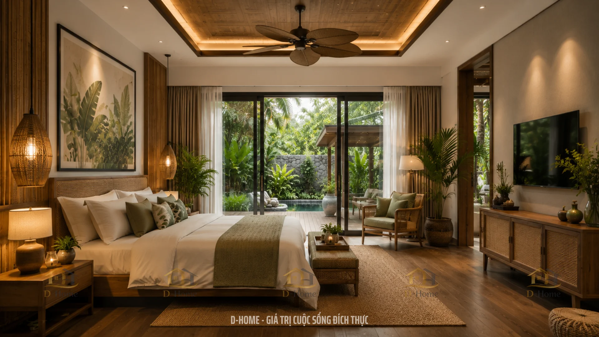 Phong cách thiết kế nội thất biệt thự nhiệt đới (Modern Tropical) là sự kết hợp hài hòa giữa vẻ đẹp của thiên nhiên và ngôn ngữ thiết kế hiện đại