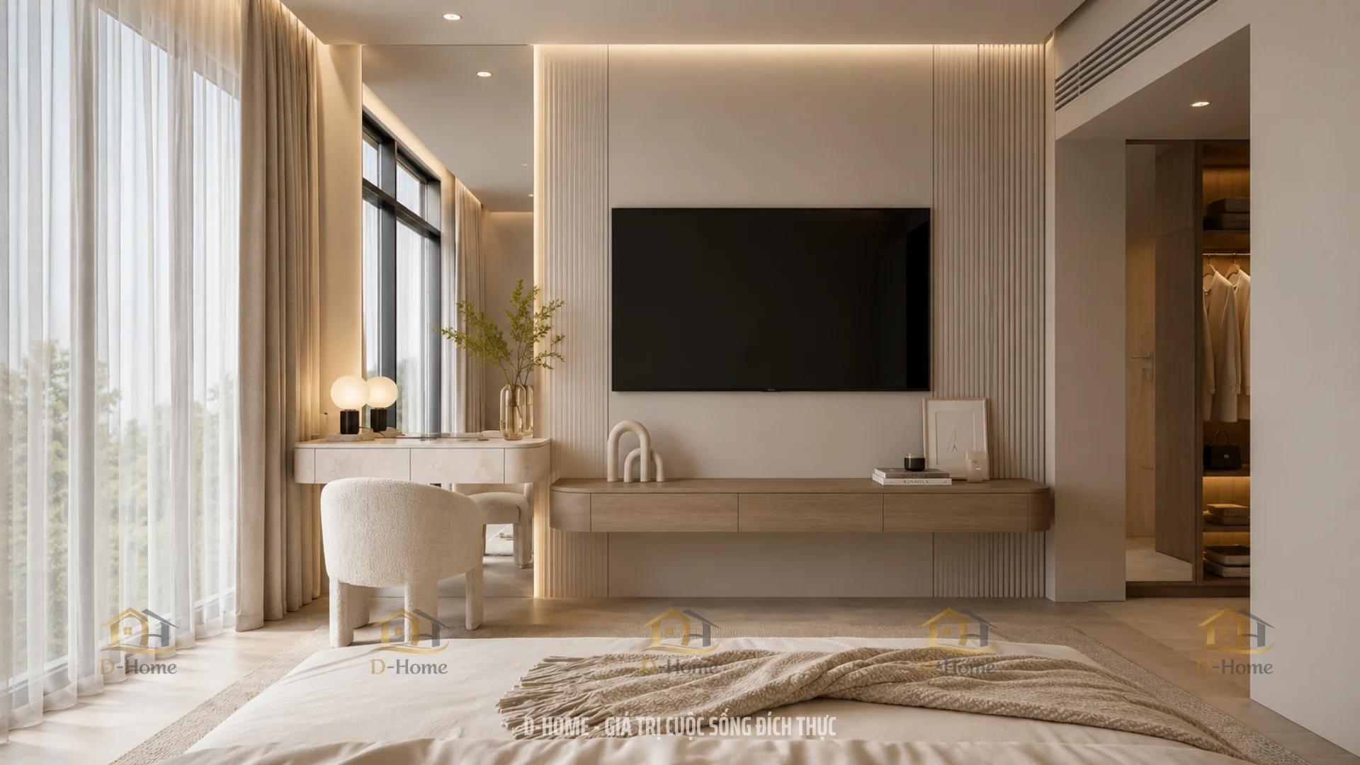 Bàn trang điểm là thứ không thể thiếu trong phòng ngủ 