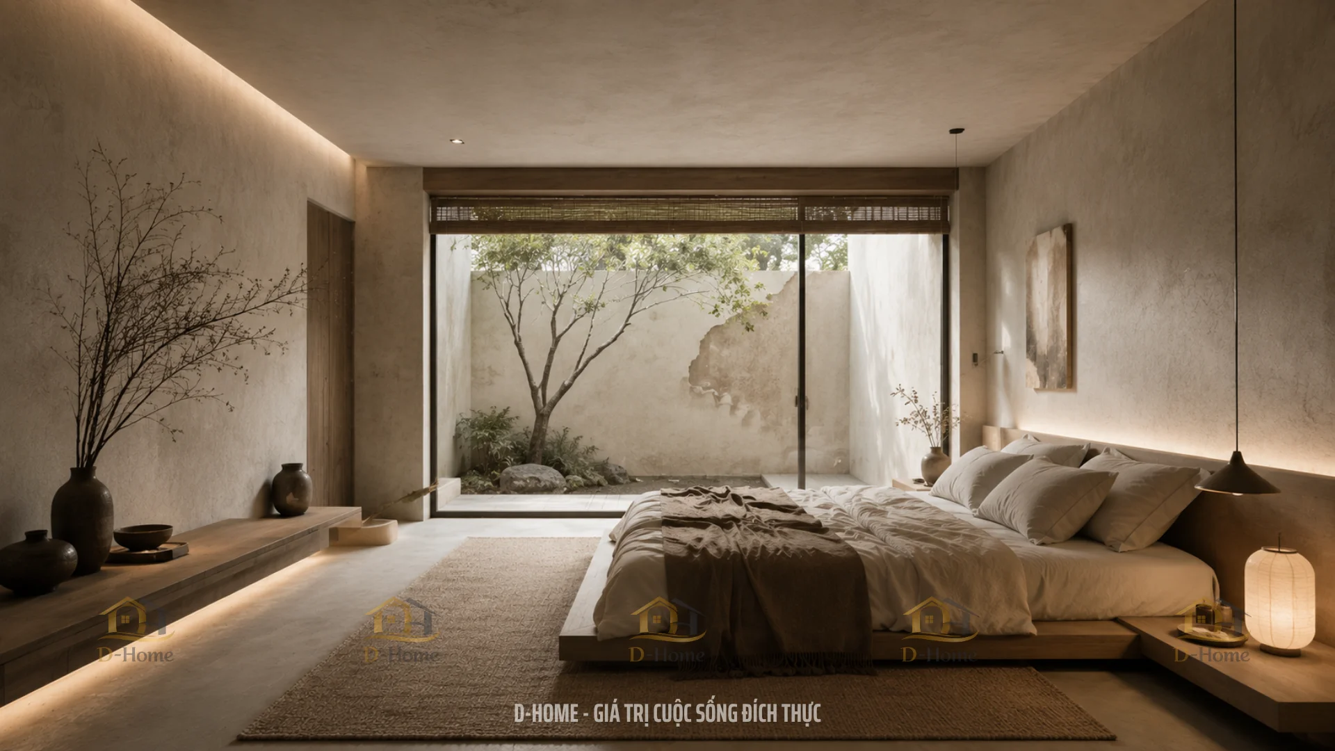 Phòng ngủ Wabi-Sabi mang lại cảm giác cực kỳ tĩnh lặng và chữa lành