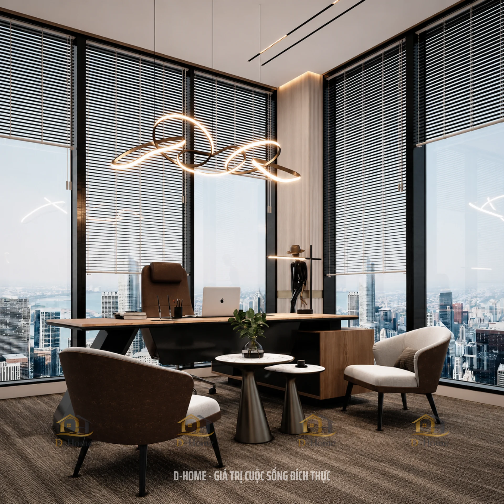 hiết kế văn phòng Luxury tập trung vào sự tinh xảo trong từng chi tiết, ưu tiên vật liệu cao cấp và đề cao tính cá nhân hóa