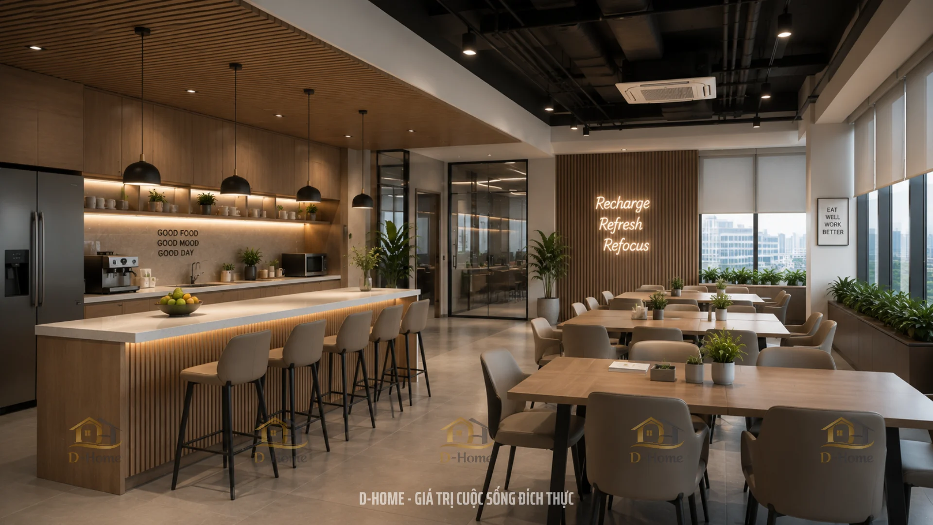 Thiết kế nội thất khu vực pantry và phòng ăn