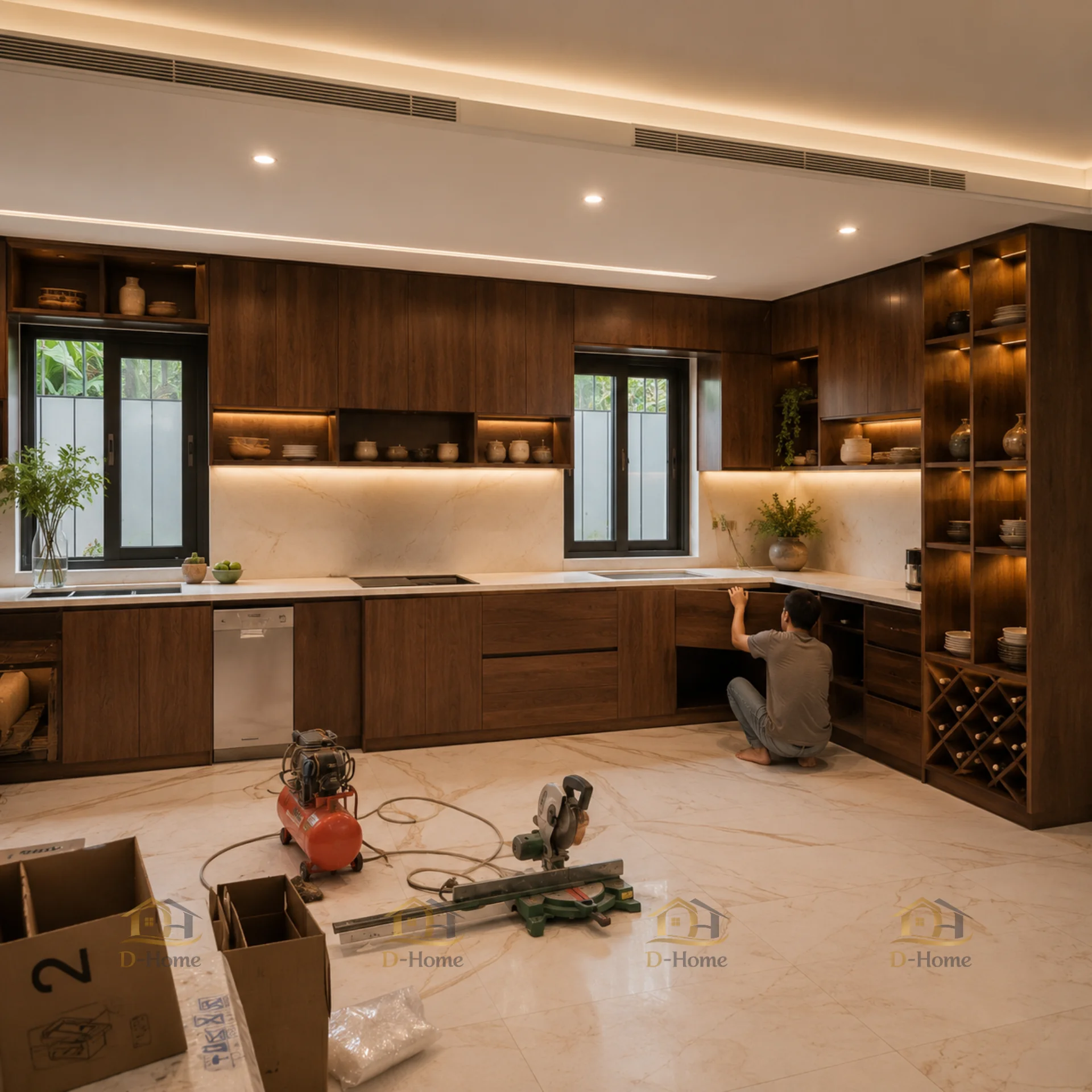 Tủ bếp gỗ căm xe Lào/ Nam Phi bền đẹp sang trọng giá tốt HCM