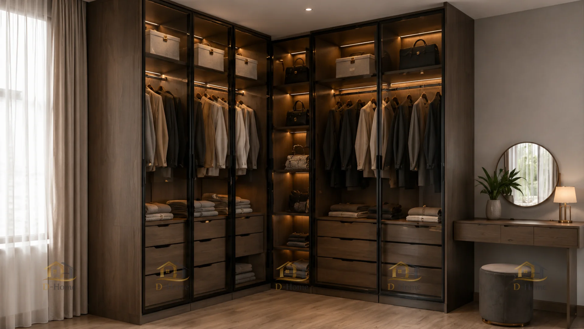 Tủ quần áo gỗ công nghiệp cánh kính MDF phủ Melamine giá tốt