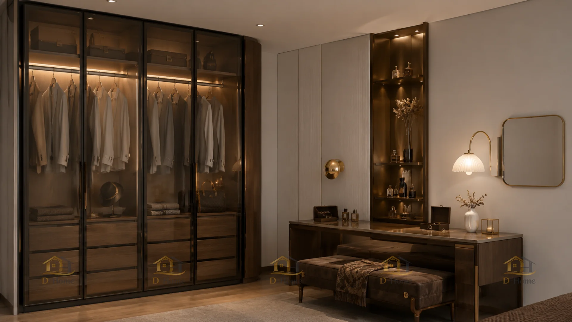 Tủ quần áo gỗ công nghiệp cánh kính MDF phủ Melamine giá tốt