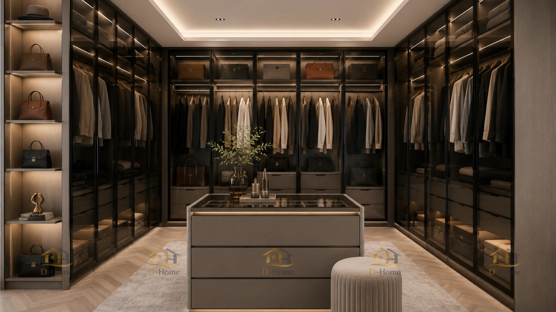 Tủ quần áo cửa kính làm bằng ván công nghiệp MDF chống ẩm phủ Melamine 
