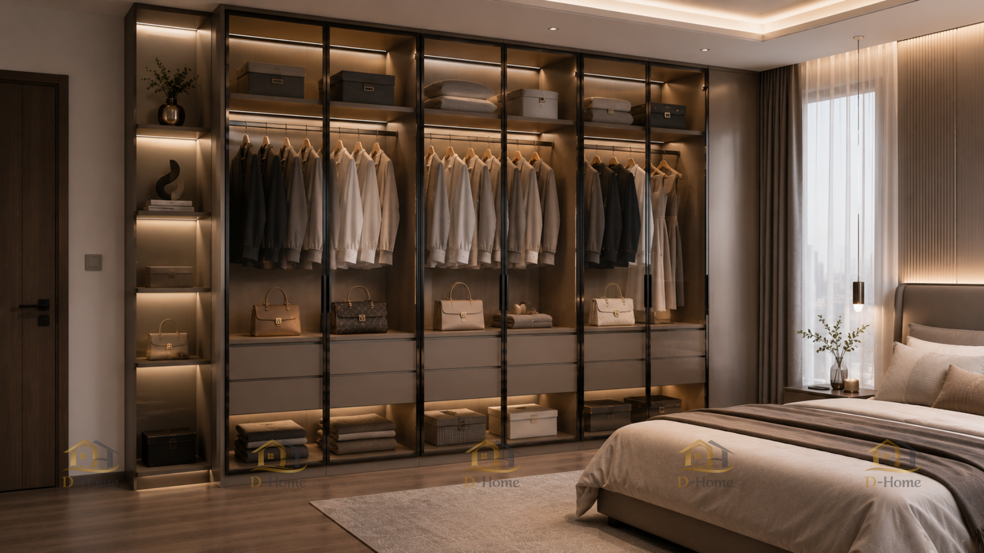 Khác với tủ quần áo cánh gỗ truyền thống, tủ cánh kính mang đến cảm giác sang trọng, hiện đại và giúp người dùng dễ dàng quan sát quần áo, phụ kiện bên trong