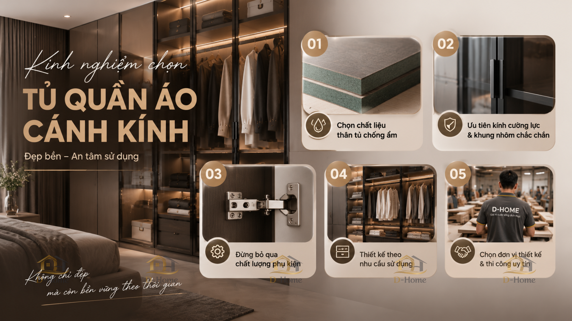 Kinh nghiệm chọn tủ quần áo cánh kính