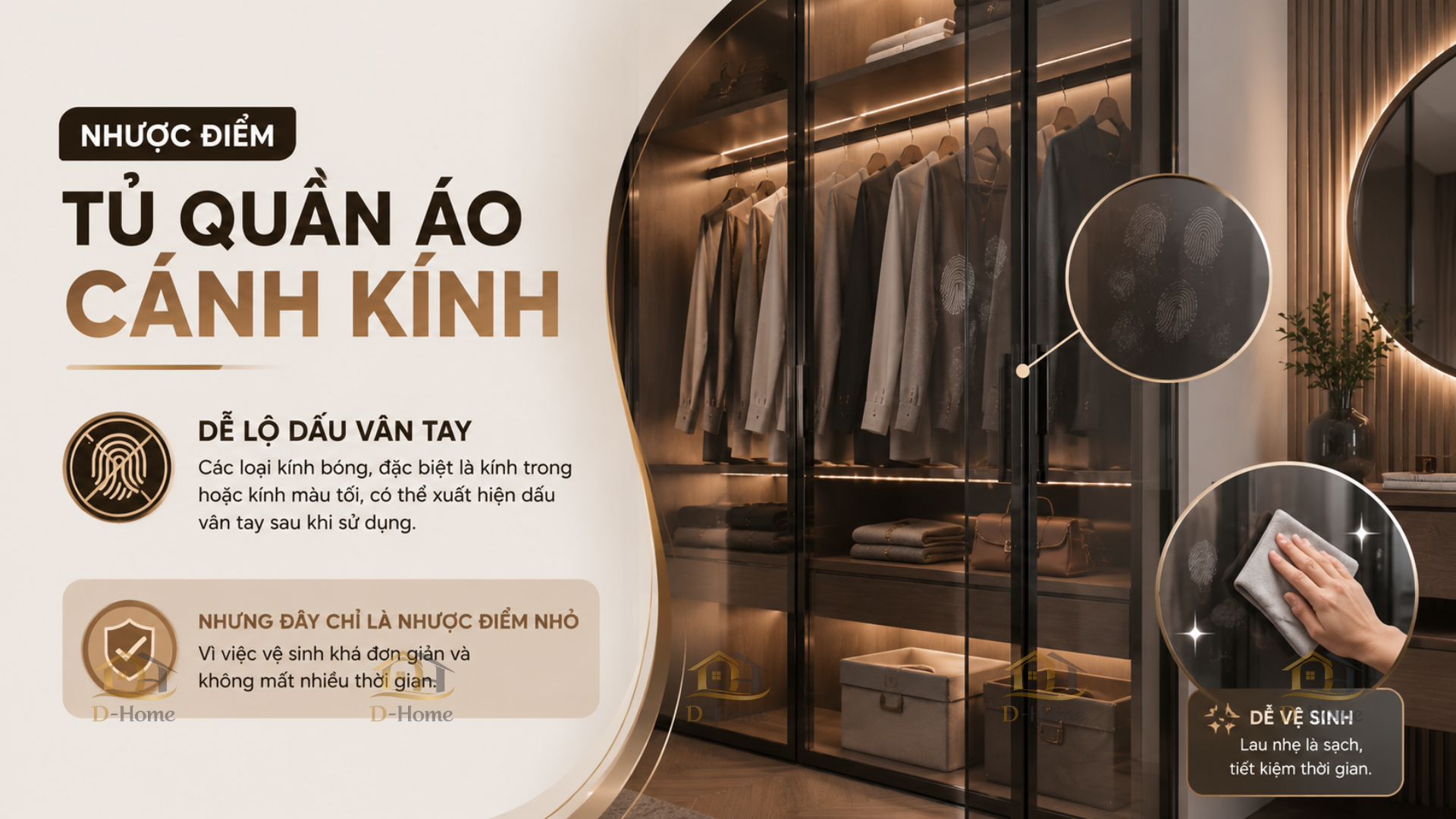 Nhược điểm của tủ quần áo cánh kính