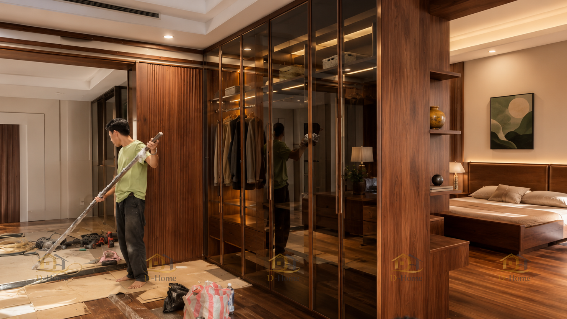 D-Home chuyên thiết kế thi công lắp đặt tủ quần áo cánh kinh uy tín chất lượng tại HCM 