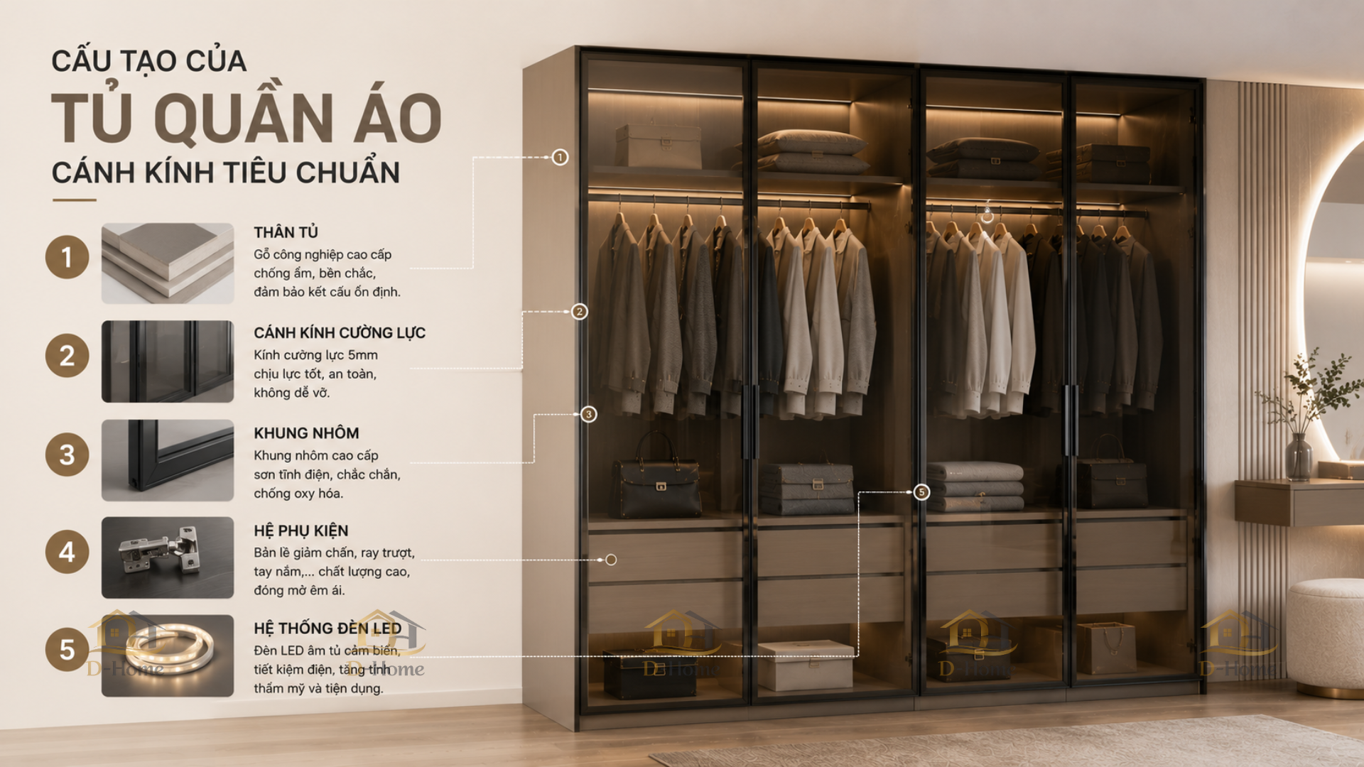 Có nên làm tủ quần áo cánh kính không? Có an toàn không?