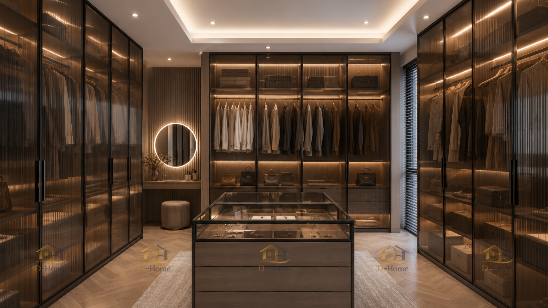 Tủ quần áo cánh kính sọc 