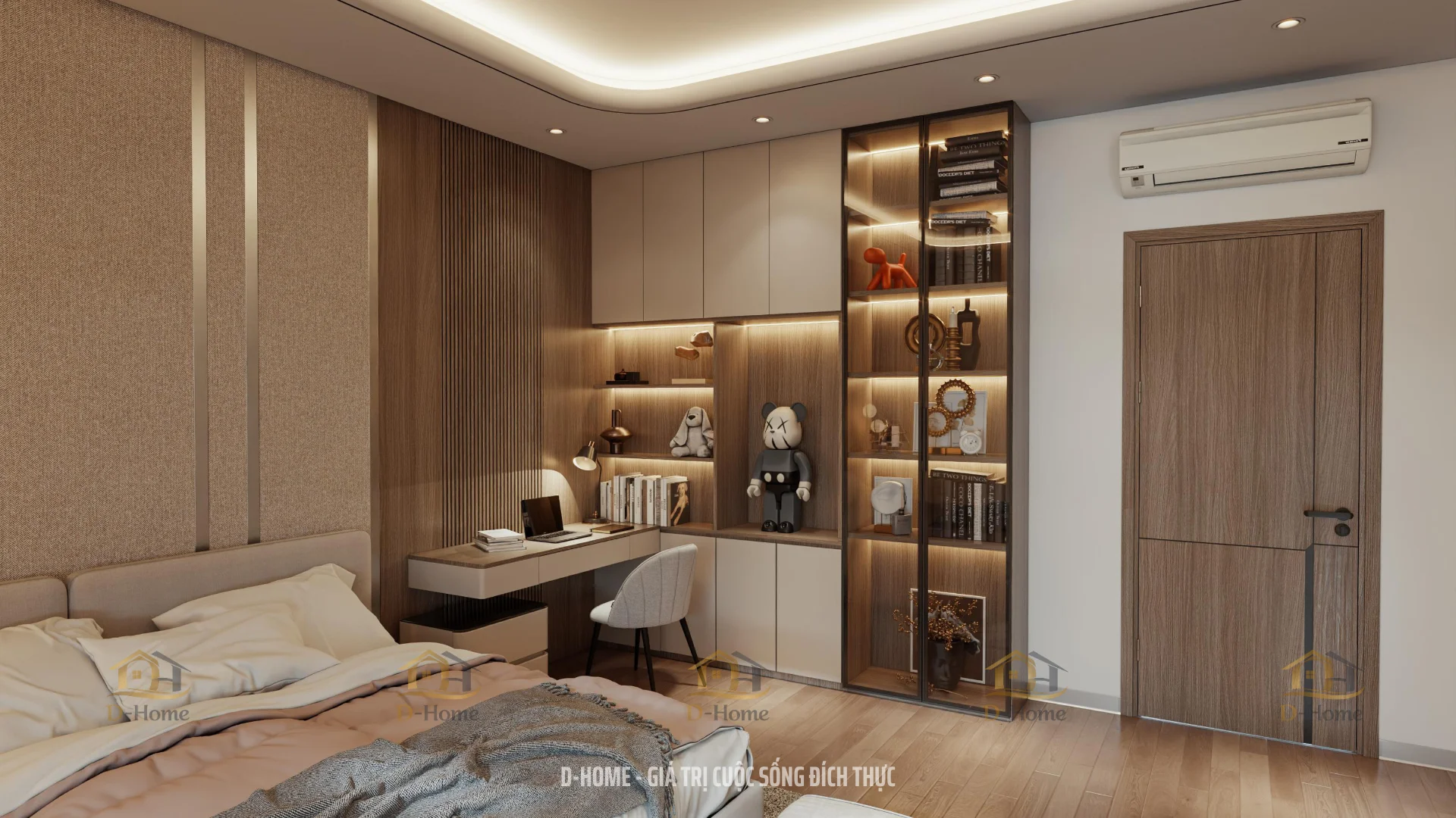 hệ tủ trưng bày được thiết kế với cánh kính khung nhôm kết hợp đèn LED âm.