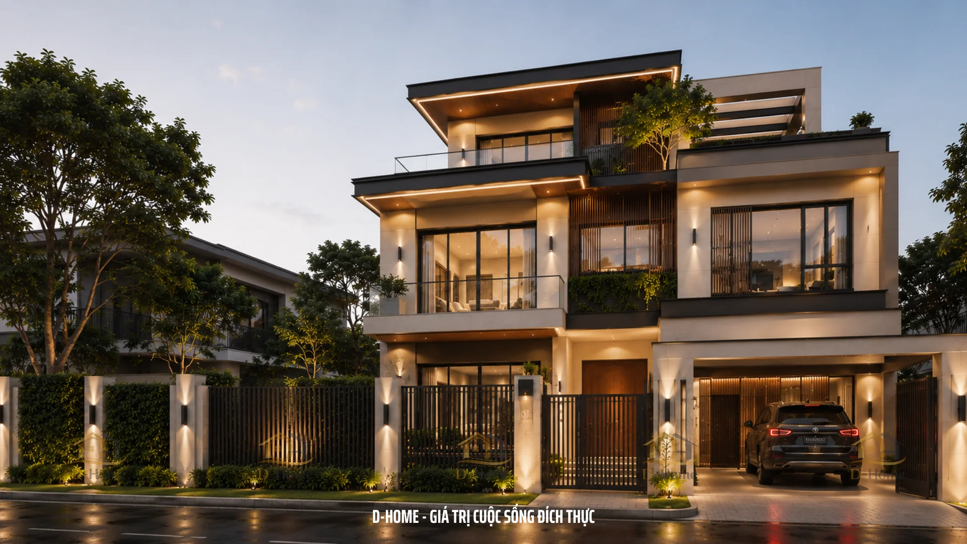 Toàn cảnh thiết kế biệt thự hiện đại 3 tầng do D-Home thực hiện