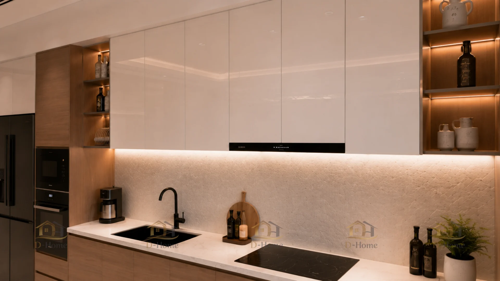 Bề mặt Melamine có khả năng chống trầy xước, chống bám bẩn, dễ lau chùi và đa dạng màu sắc, giúp hệ tủ luôn giữ được vẻ đẹp như mới