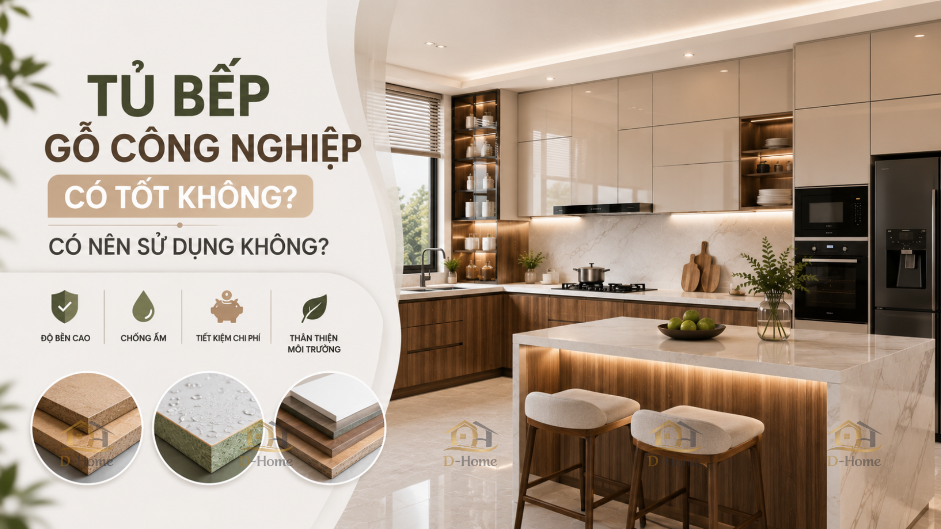 Tủ bếp gỗ công nghiệp có tốt không? Có nên sử dụng không?