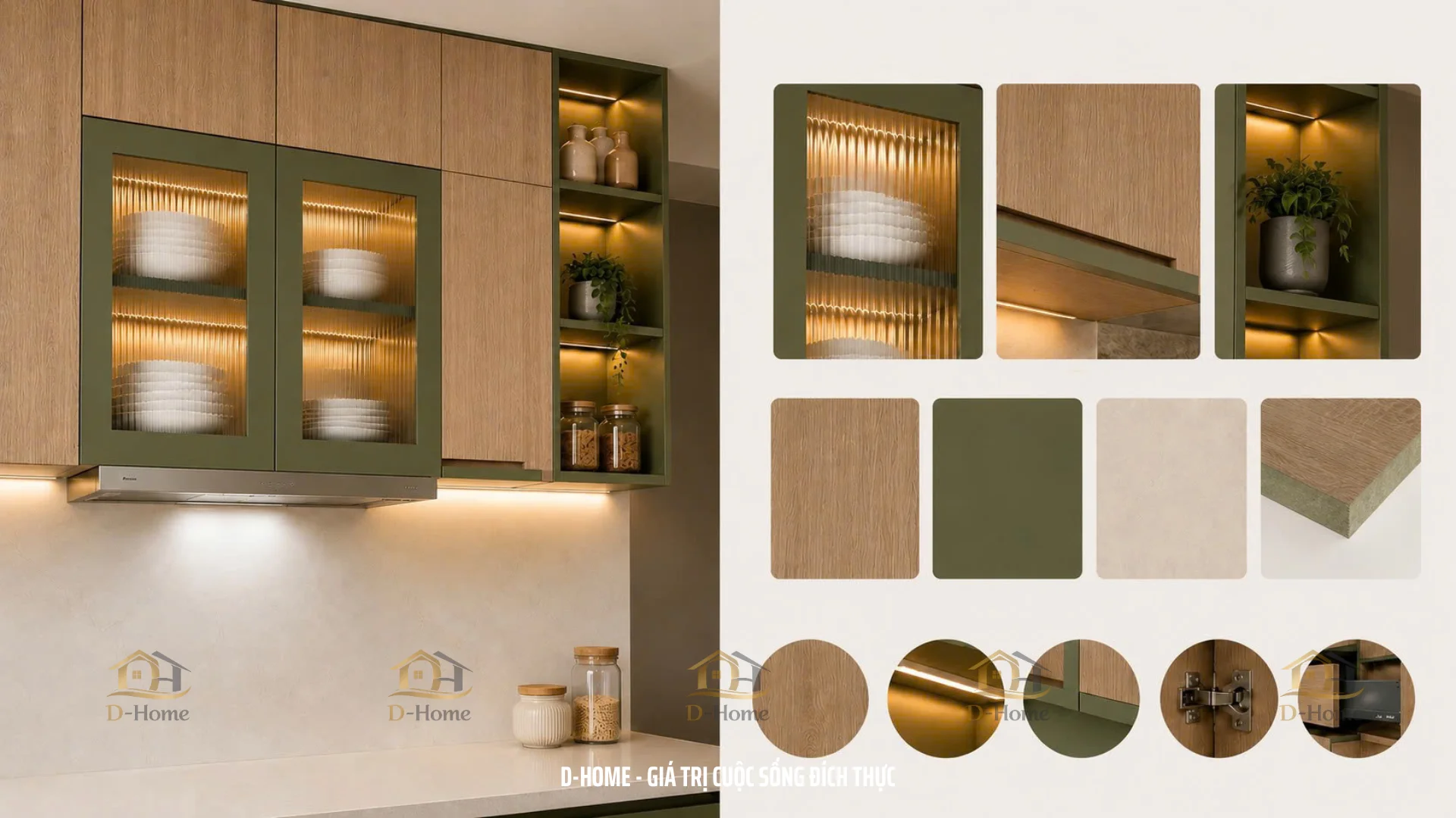 Tủ bếp gỗ công nghiệp MDF phủ Melamine giá tận xưởng HCM