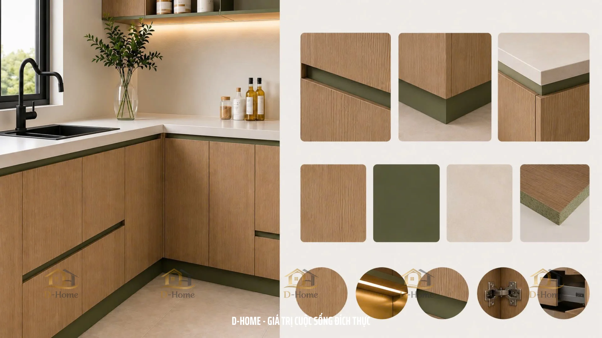 Tủ bếp gỗ công nghiệp MDF phủ Melamine giá tận xưởng HCM