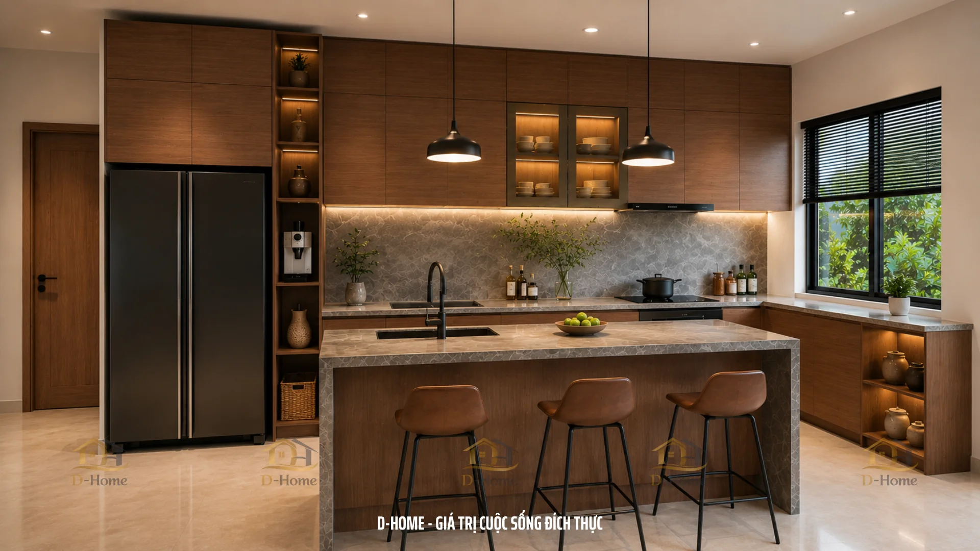Tủ bếp gỗ công nghiệp MDF phủ Melamine giá tận xưởng HCM