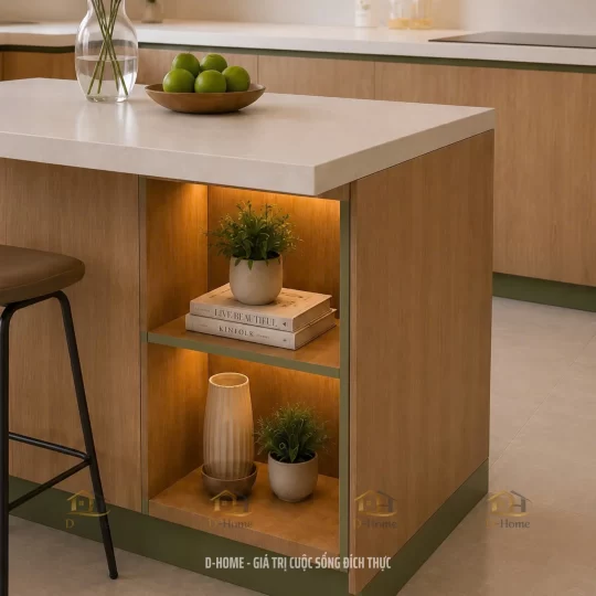 Tủ bếp gỗ công nghiệp MDF phủ Melamine giá tận xưởng HCM