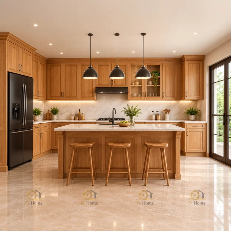 Tủ bếp gỗ Sồi Nga – Mỹ
