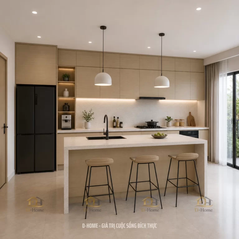 Tủ bếp MDF phủ Laminate chống ẩm