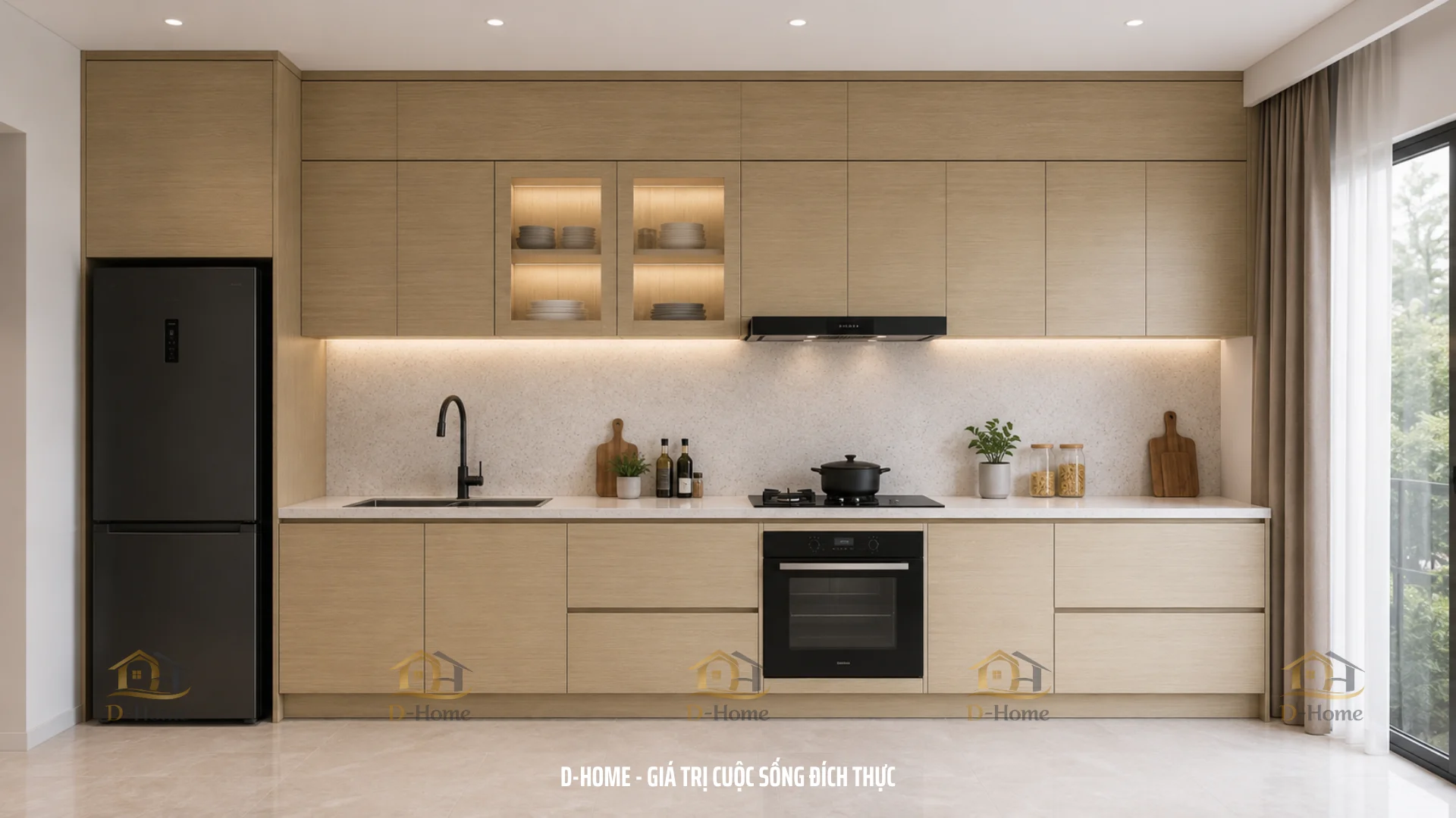 Tủ bếp MDF phủ Laminate ngày càng được nhiều gia đình lựa chọn nhờ tính thẩm mỹ, độ bền và khả năng đáp ứng nhu cầu sử dụng 