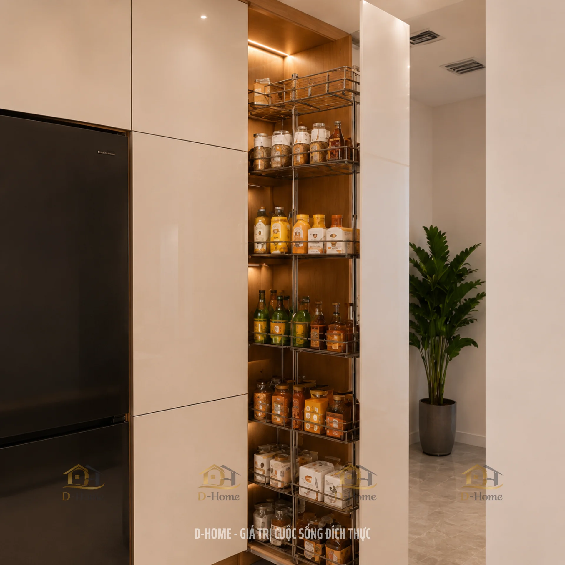 Tủ bếp MDF phủ Melamine chống ẩm cánh acrylic An Cường