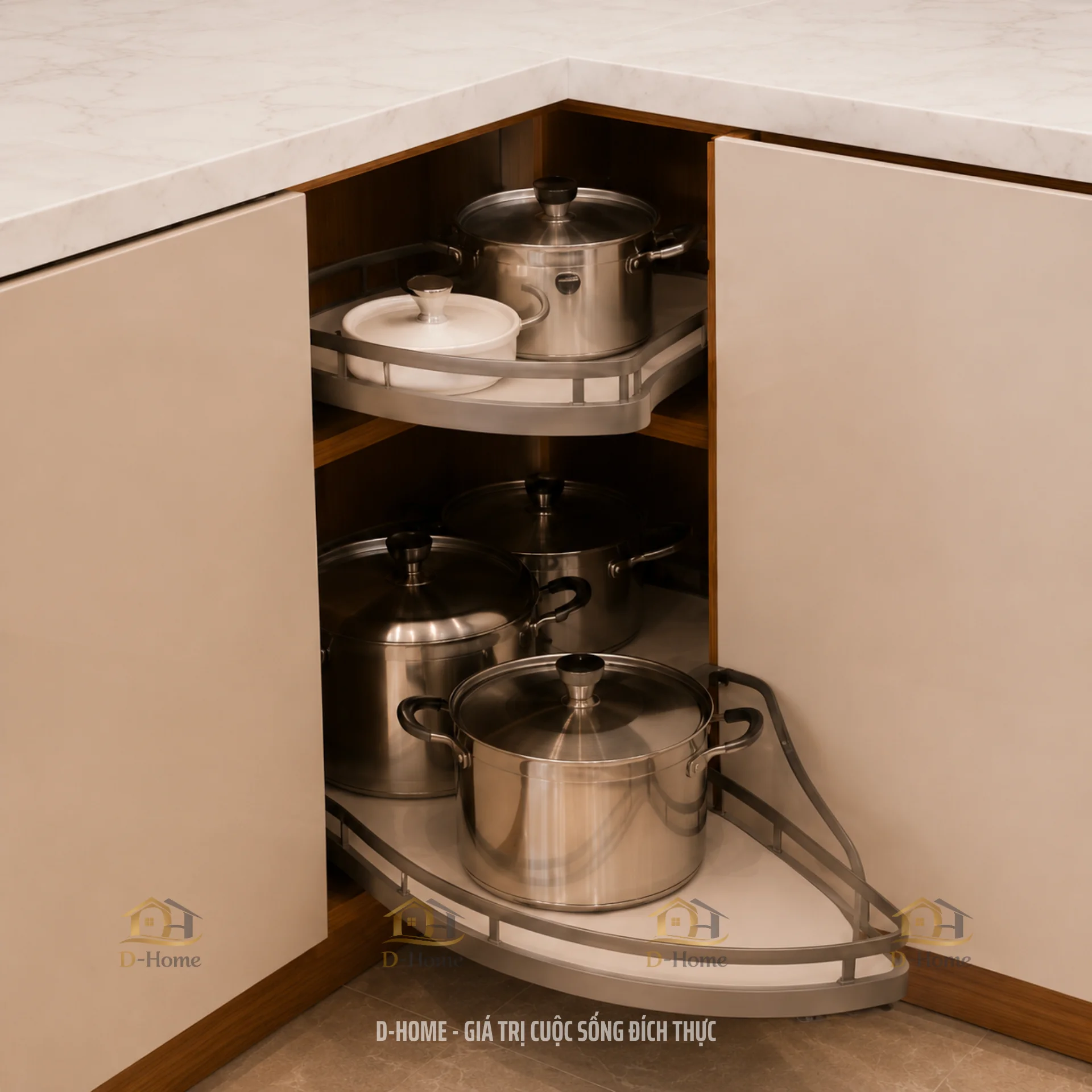 Tủ bếp MDF phủ Melamine chống ẩm cánh acrylic An Cường