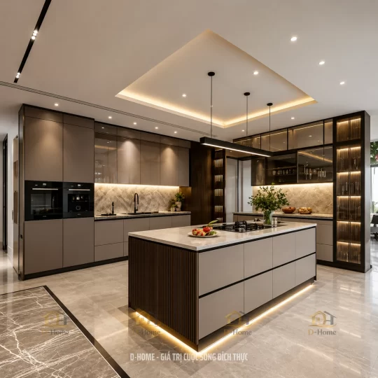 Tủ bếp nhôm tổ ong cánh kính bền đẹp chống mối mọt - Báo giá