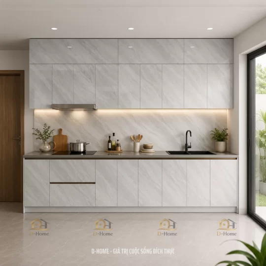 Tủ bếp nhựa PVC lõi than tre cánh Laminate cao cấp giá tốt