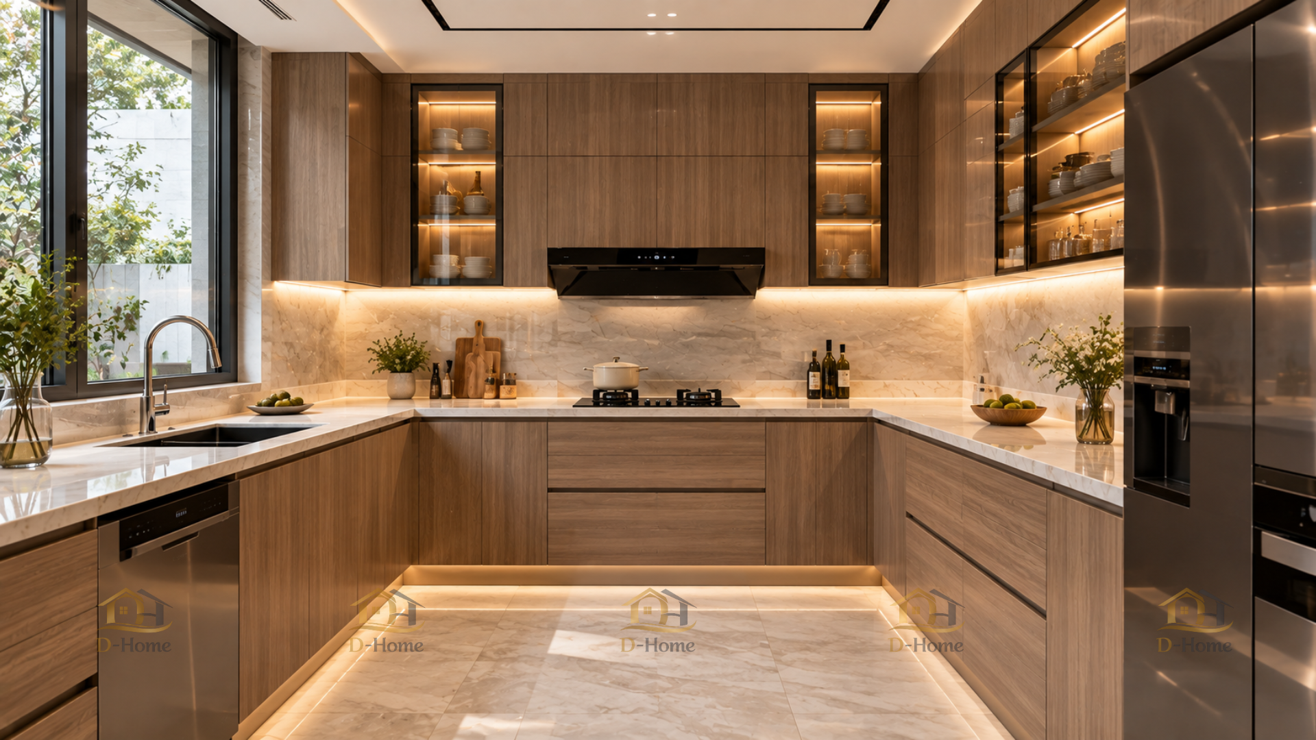 Tủ bếp nhựa PVC lõi than tre cánh Laminate