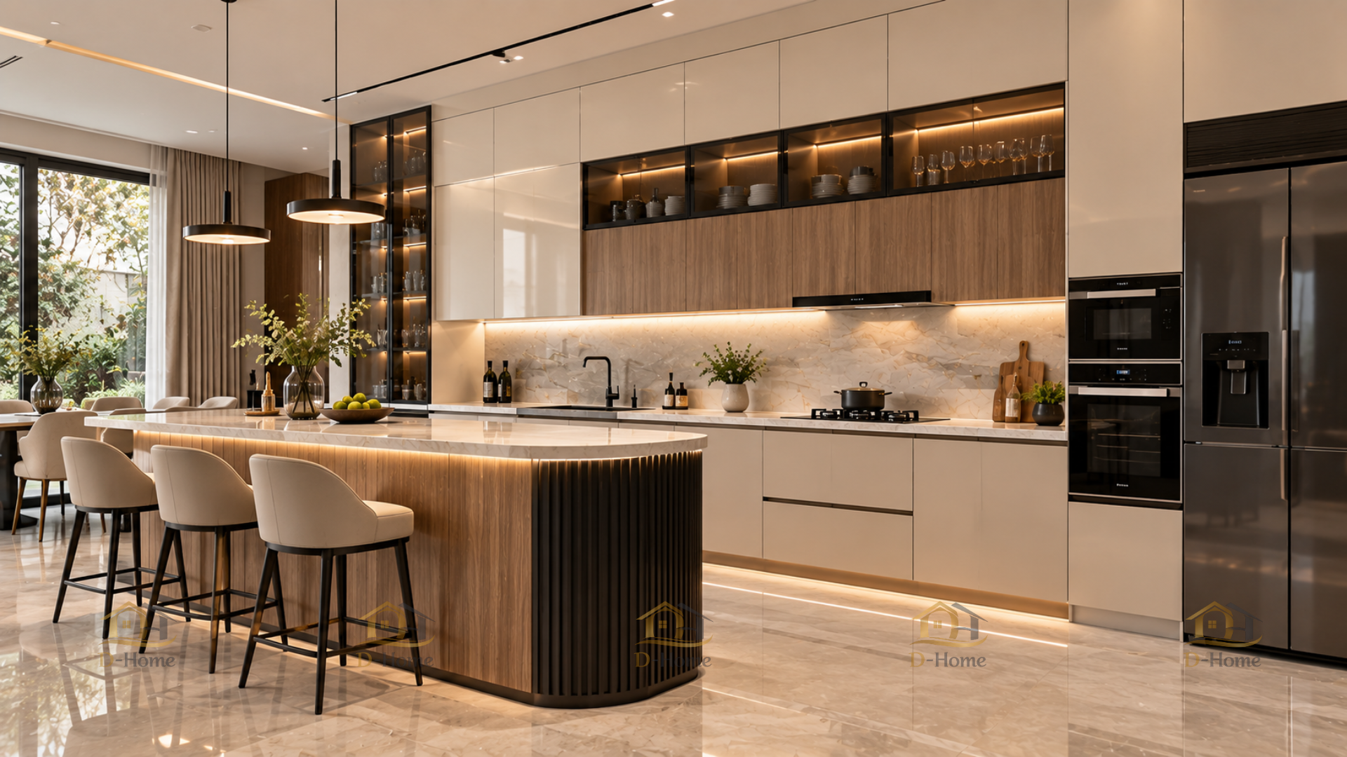 Tủ bếp nhựa PVC lõi than tre cánh Laminate
