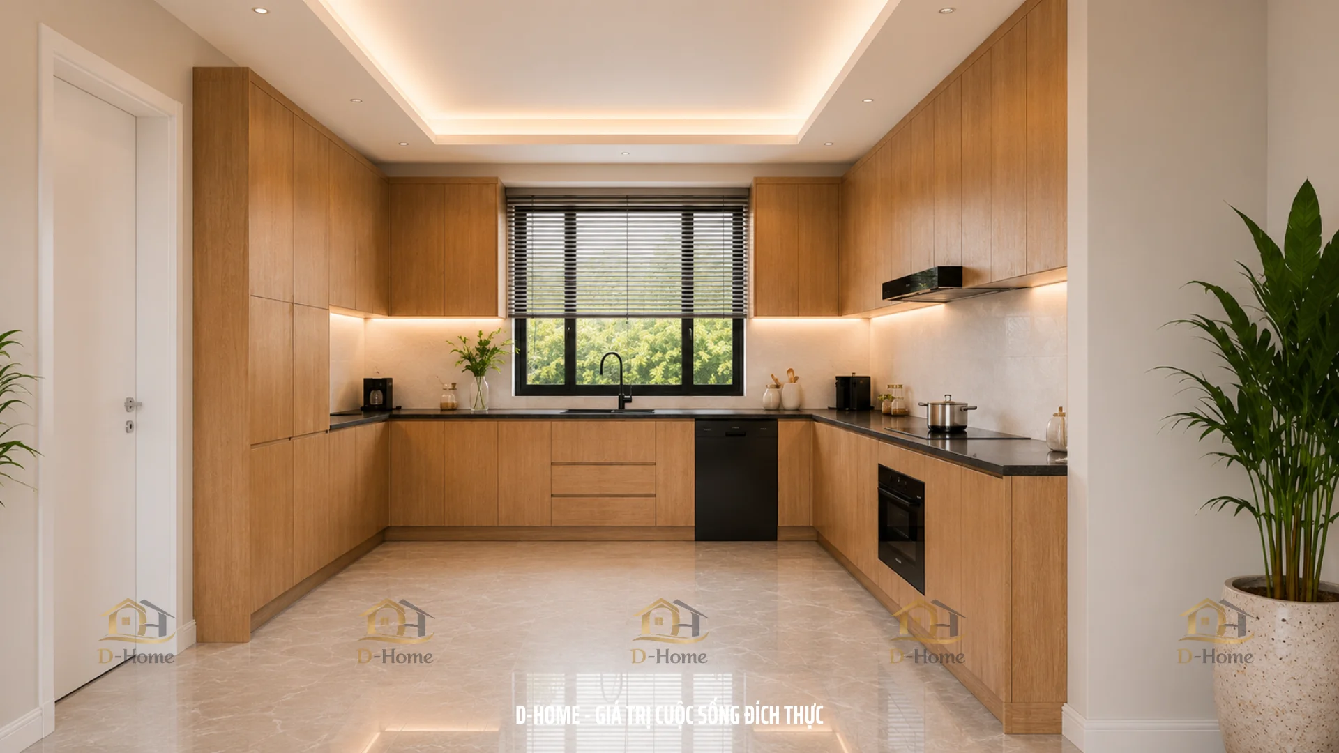 Tủ bếp nhựa PVC lõi than tre cánh Laminate cao cấp giá tốt