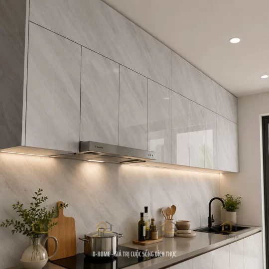 Tủ bếp nhựa PVC lõi than tre cánh Laminate cao cấp giá tốt
