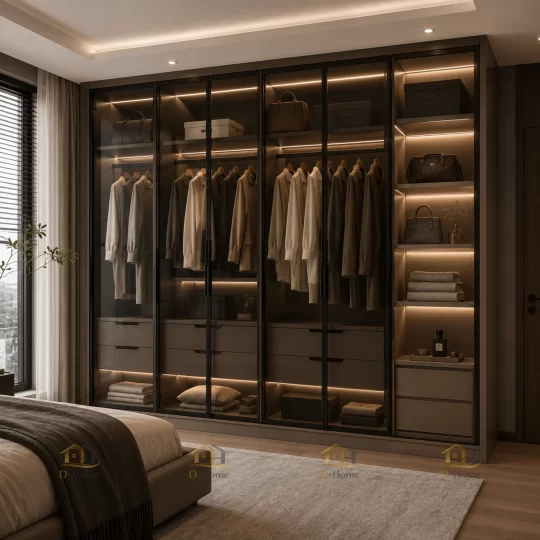 Tủ quần áo gỗ công nghiệp cánh kính MDF phủ Melamine giá tốt