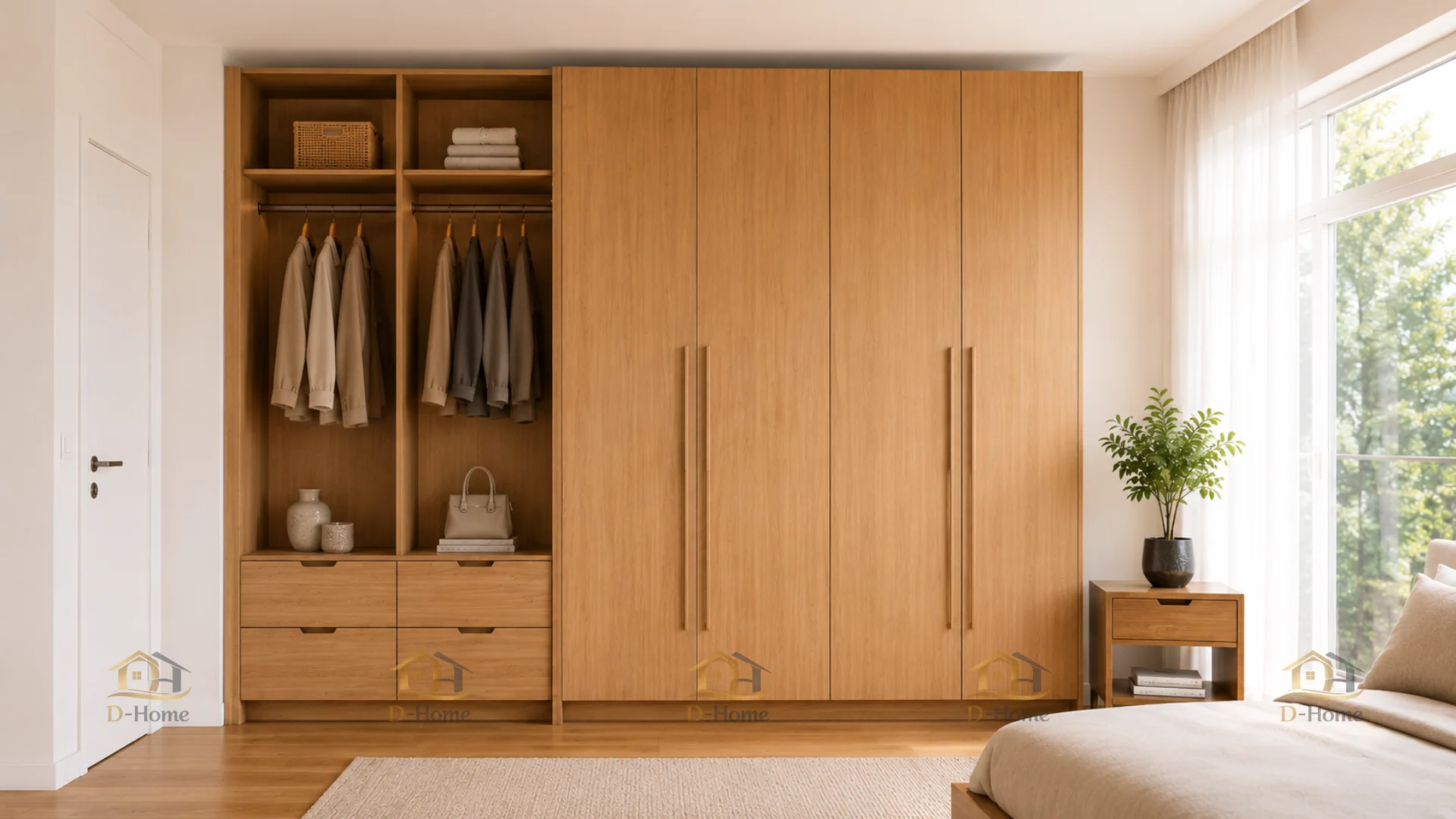 Tủ quần áo gỗ công nghiệp MDF phủ Melamine chống mối giá rẻ