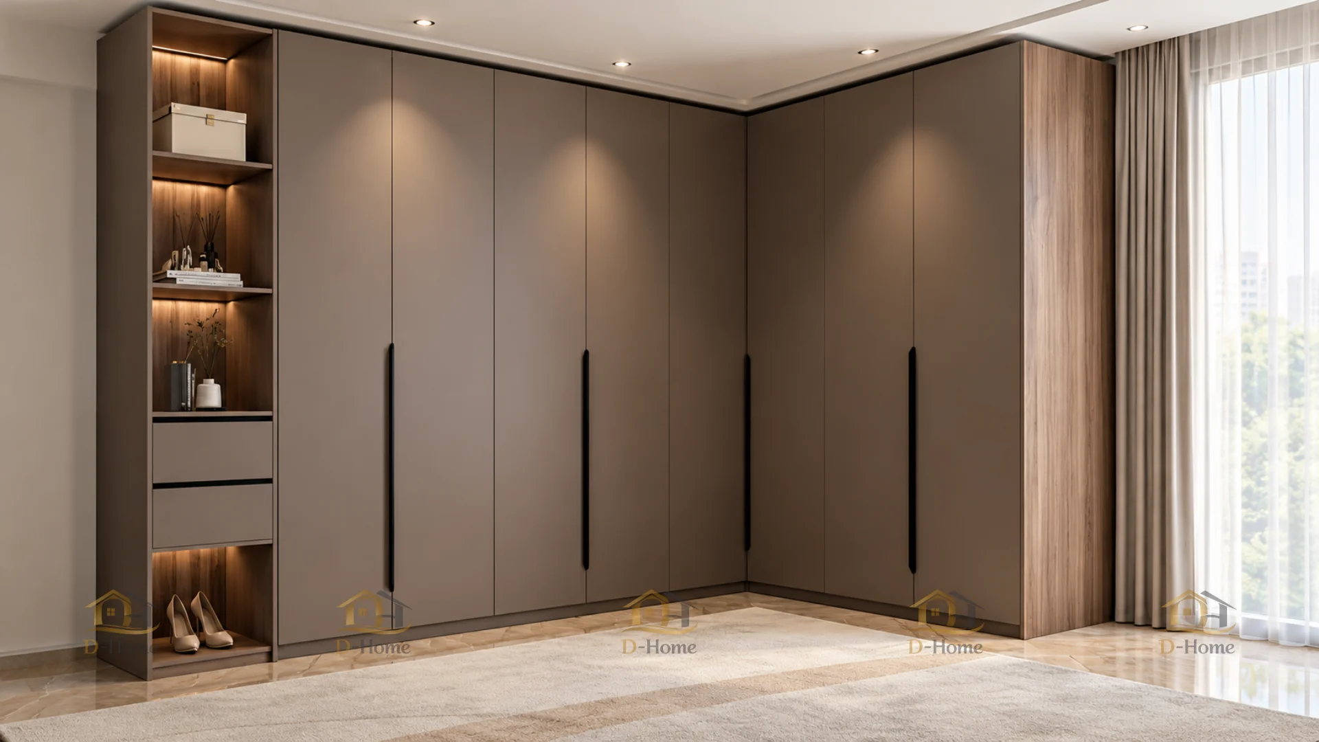Tủ quần áo Laminate chữ L