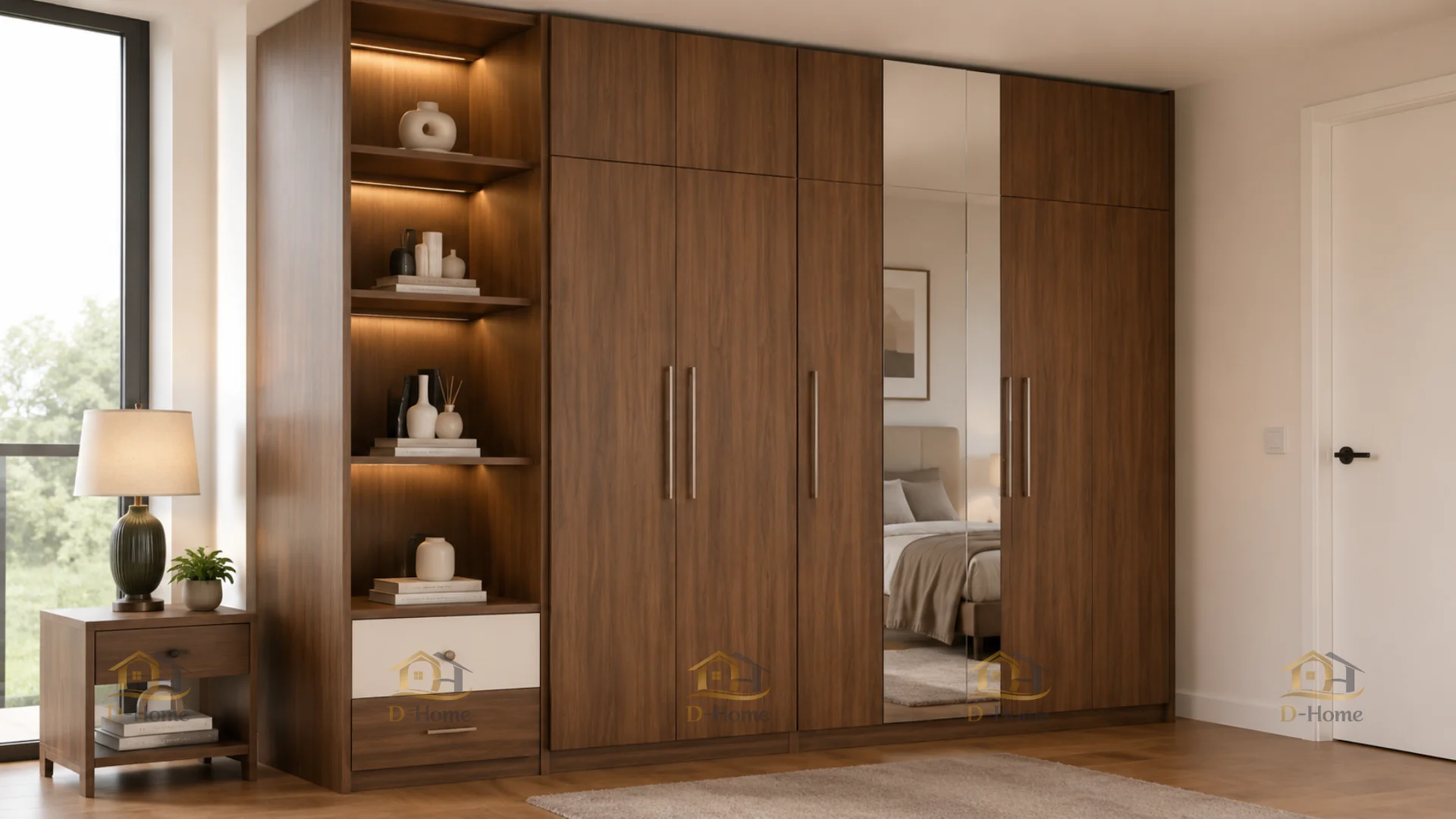 Tủ quần áo gỗ MDF phủ Laminate chống ẩm vân gỗ đẹp hiện đại