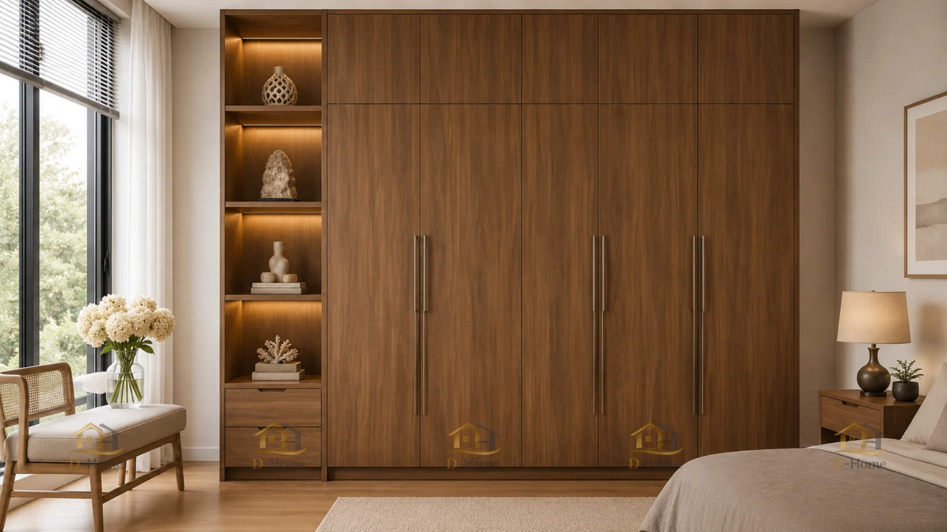 Tủ quần áo gỗ MDF phủ Laminate chống ẩm vân gỗ đẹp hiện đại
