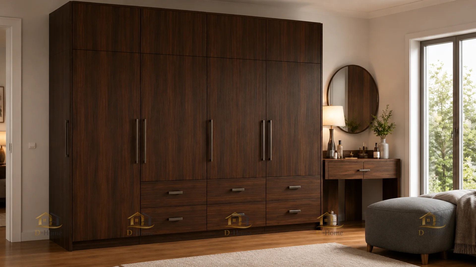 D-Home sử dụng cốt gỗ MDF chống ẩm kết hợp bề mặt Laminate An Cường hoặc Ba Thanh theo nhu cầu của khách hàng
