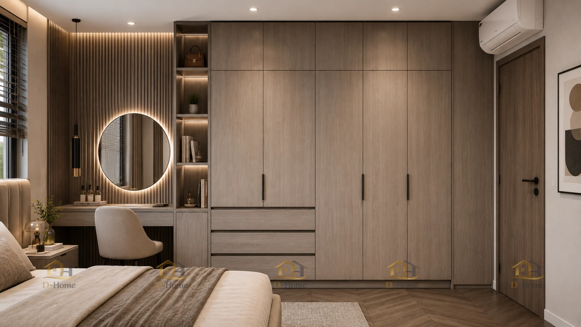 tủ quần áo gỗ công nghiệp MDF phủ Laminate tại D-Home được khảo sát và thiết kế riêng theo không gian của từng gia đình