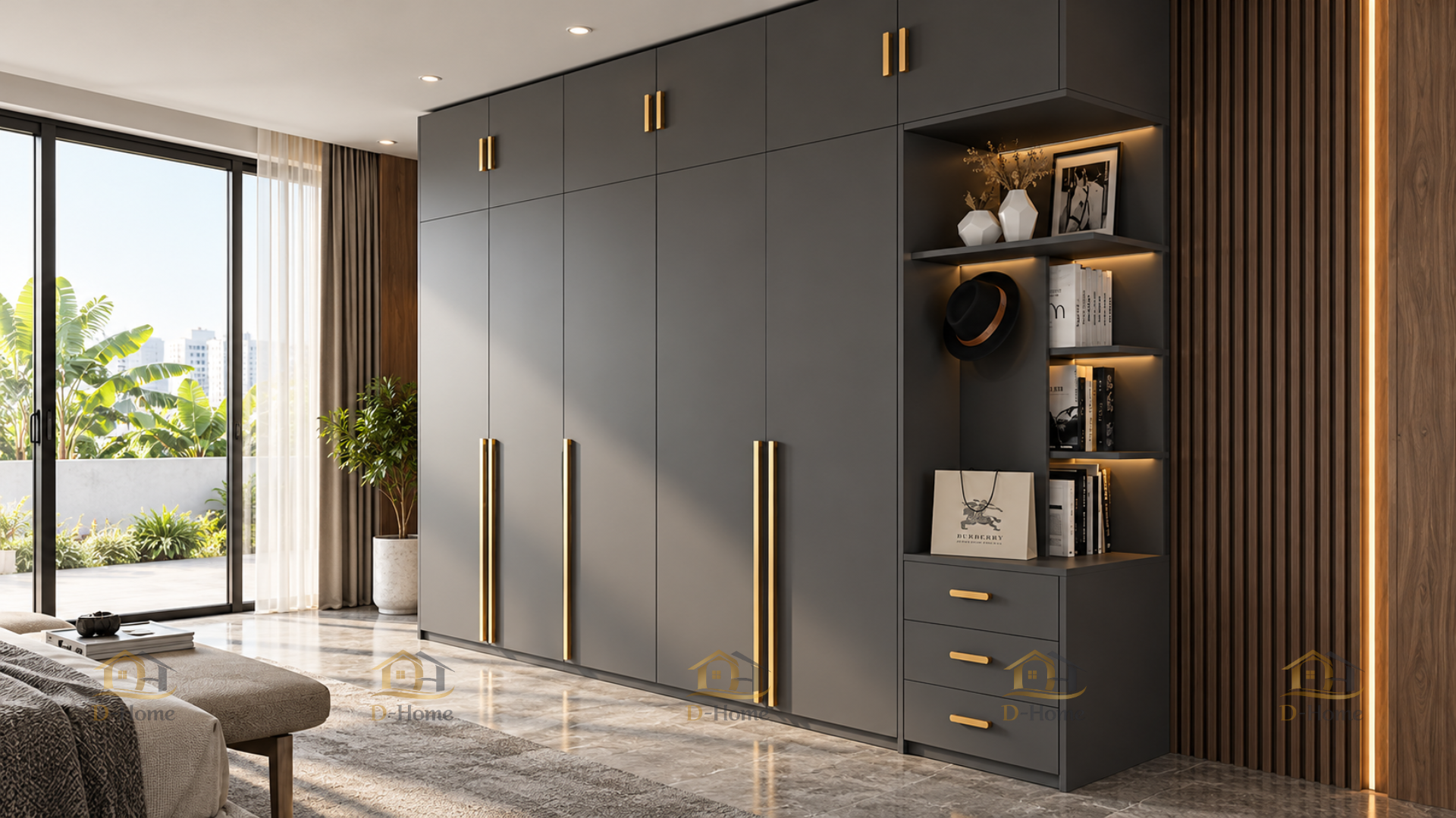 Tủ quần áo MDF phủ Melamine chữ L