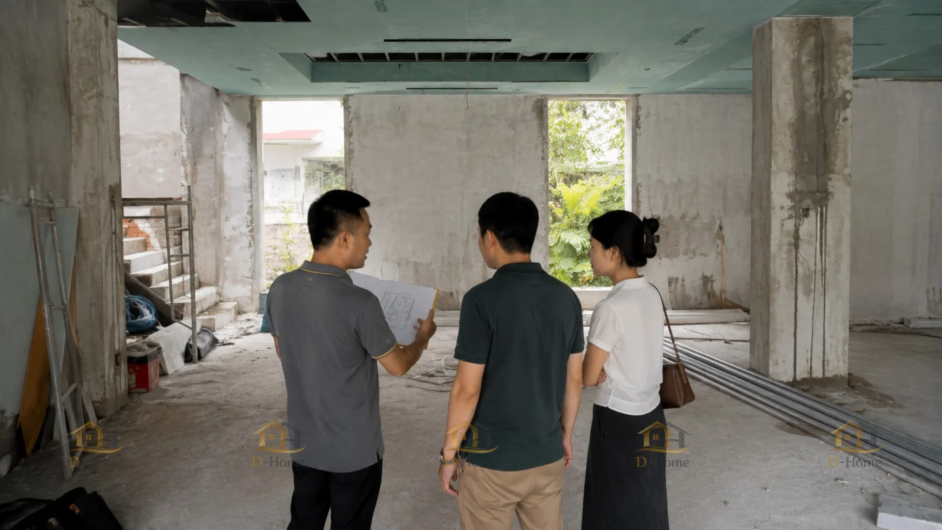 D-Home khảo sát miễn phí trực tiếp công trình báo giá sát với thực tế cho khách hàng