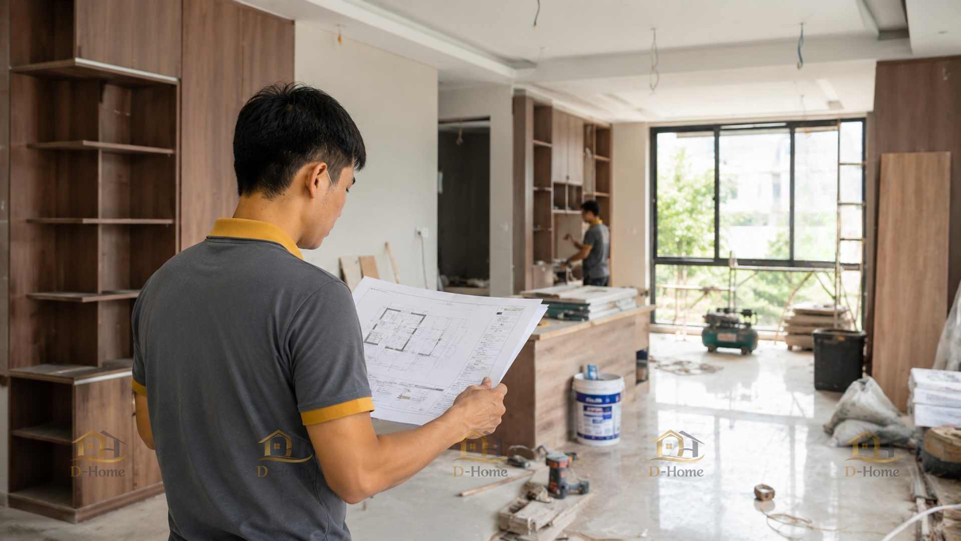 D-Home đồng hành từ khâu tư vấn – thiết kế – sản xuất – vận chuyển – lắp đặt cùng với chế độ hậu đãi lâu dài sau thi công
