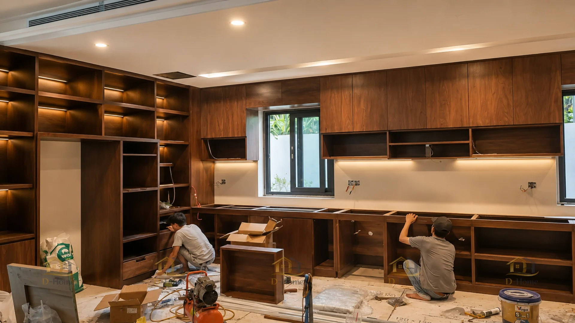 Tủ bếp dưới là khu vực đảm nhiệm nhiều chức năng chính như lưu trữ dụng cụ, bố trí chậu rửa,