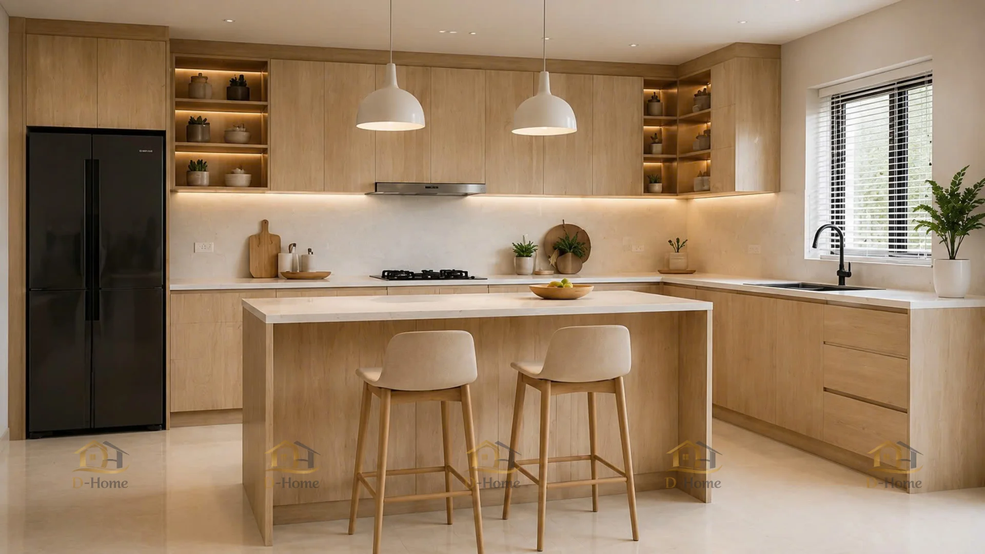 Tủ bếp Gỗ công nghiệp MDF chống ẩm phủ Laminate