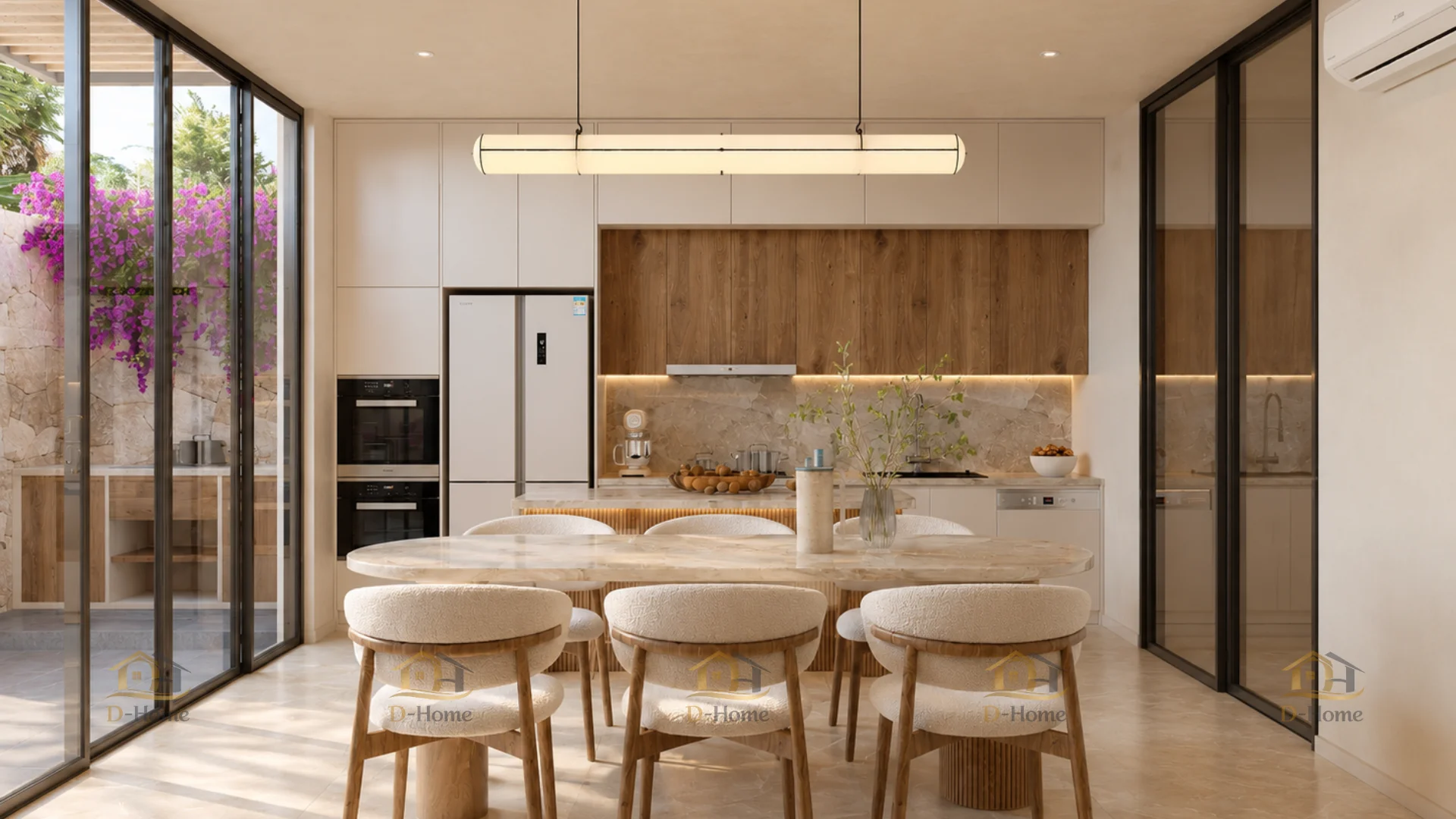 Thi công tủ thiết bị bếp cho các thiết bị như lò nướng, lò vi sóng, máy rửa chén.