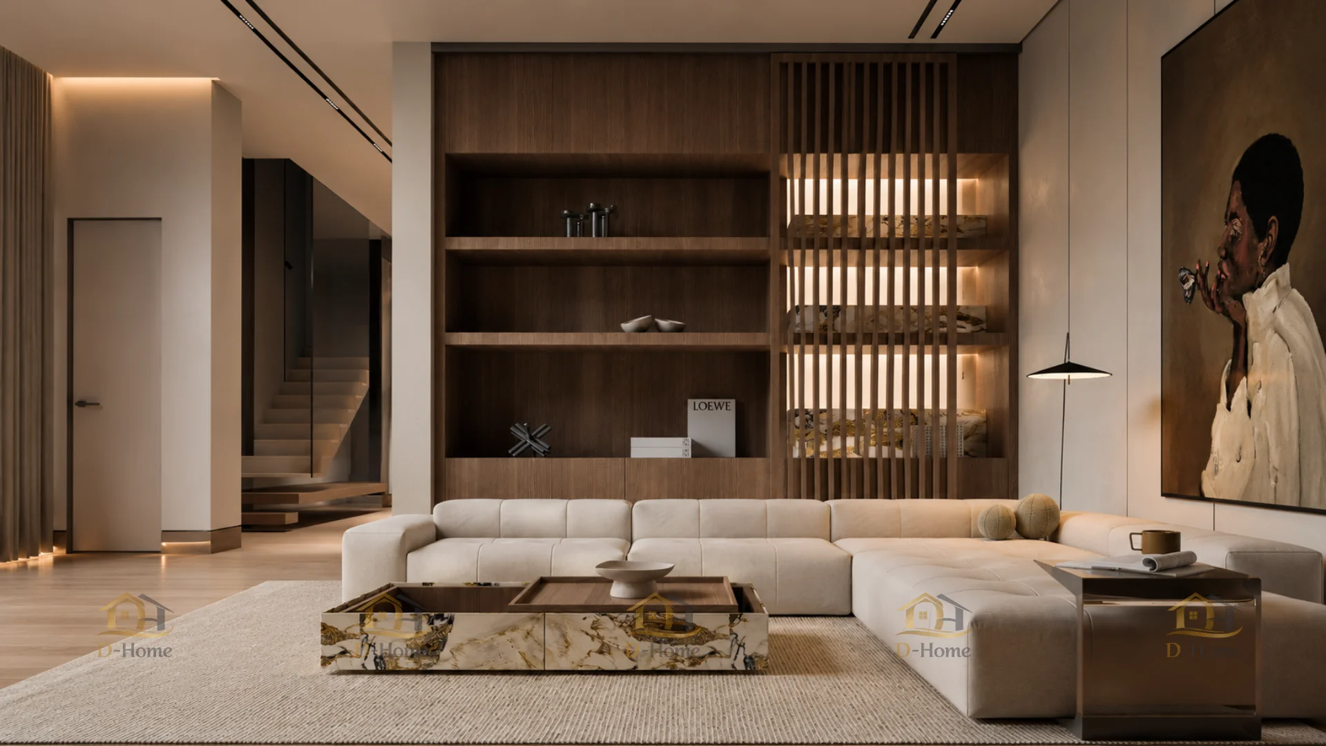 Tủ trang trí vừa có giá trị thẩm mỹ vừa giúp tận dụng những khoảng tường trống