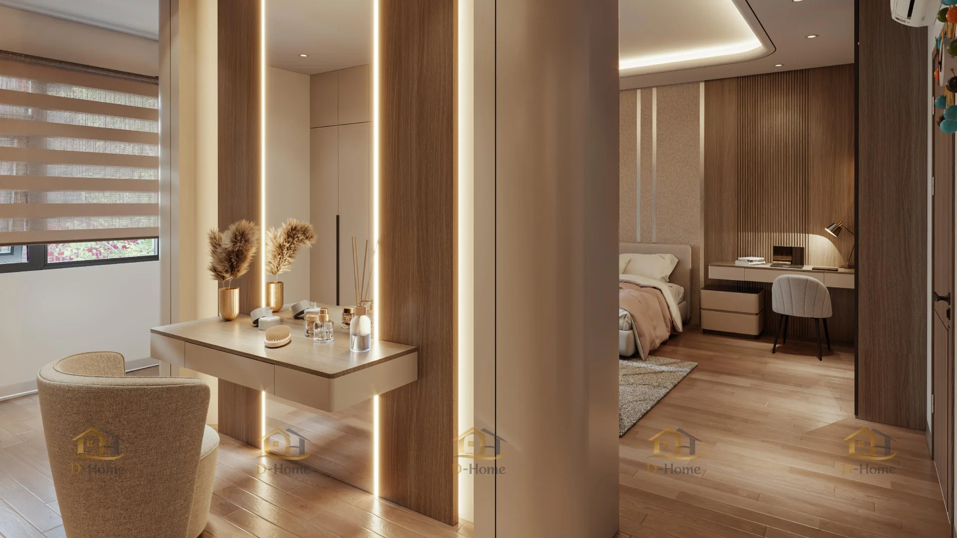 Thi công bàn trang điểm – Tiện dụng và đồng bộ