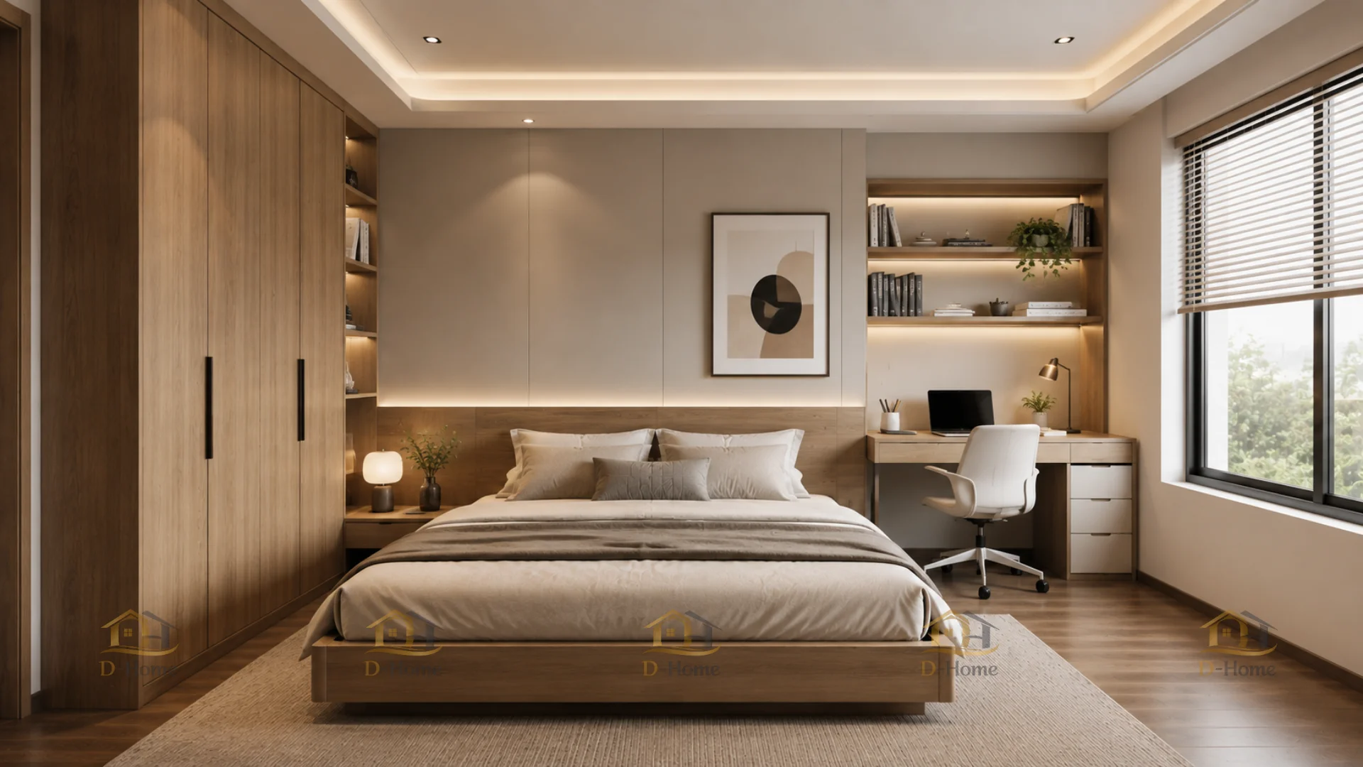 Phòng ngủ kết hợp góc làm việc – Tối ưu công năng